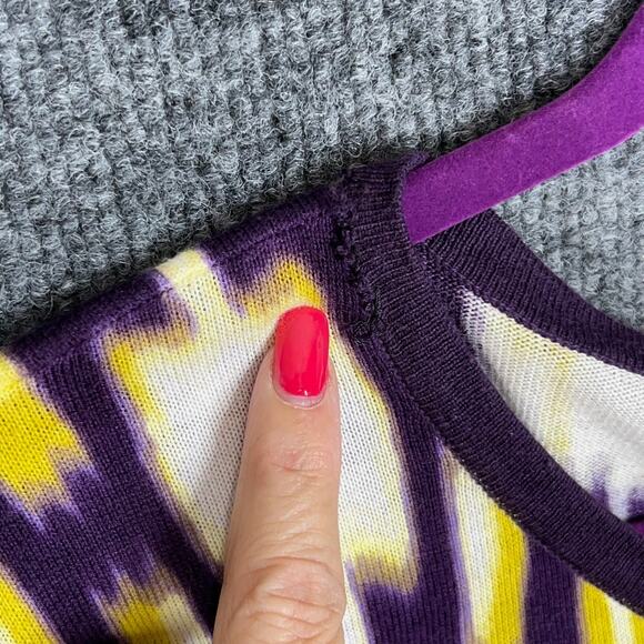 LSU Cardigan Sweater Womens 3X Purple and Gold Abstract Ikat Button Tiger - Picture 4 of 10